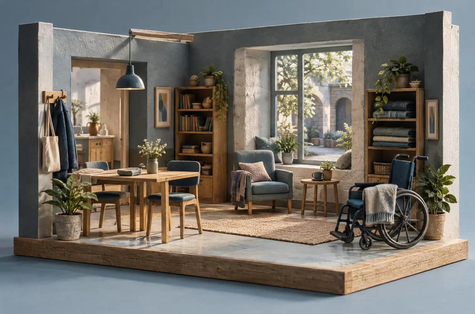 Illustration of care service businesses and their working space